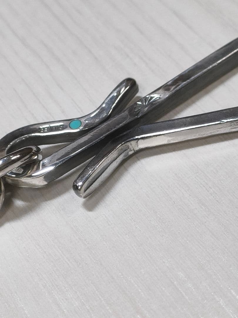 夜*性様 シルバー 925製&ターコイズキーホルダーチェーン 全長10cm27.