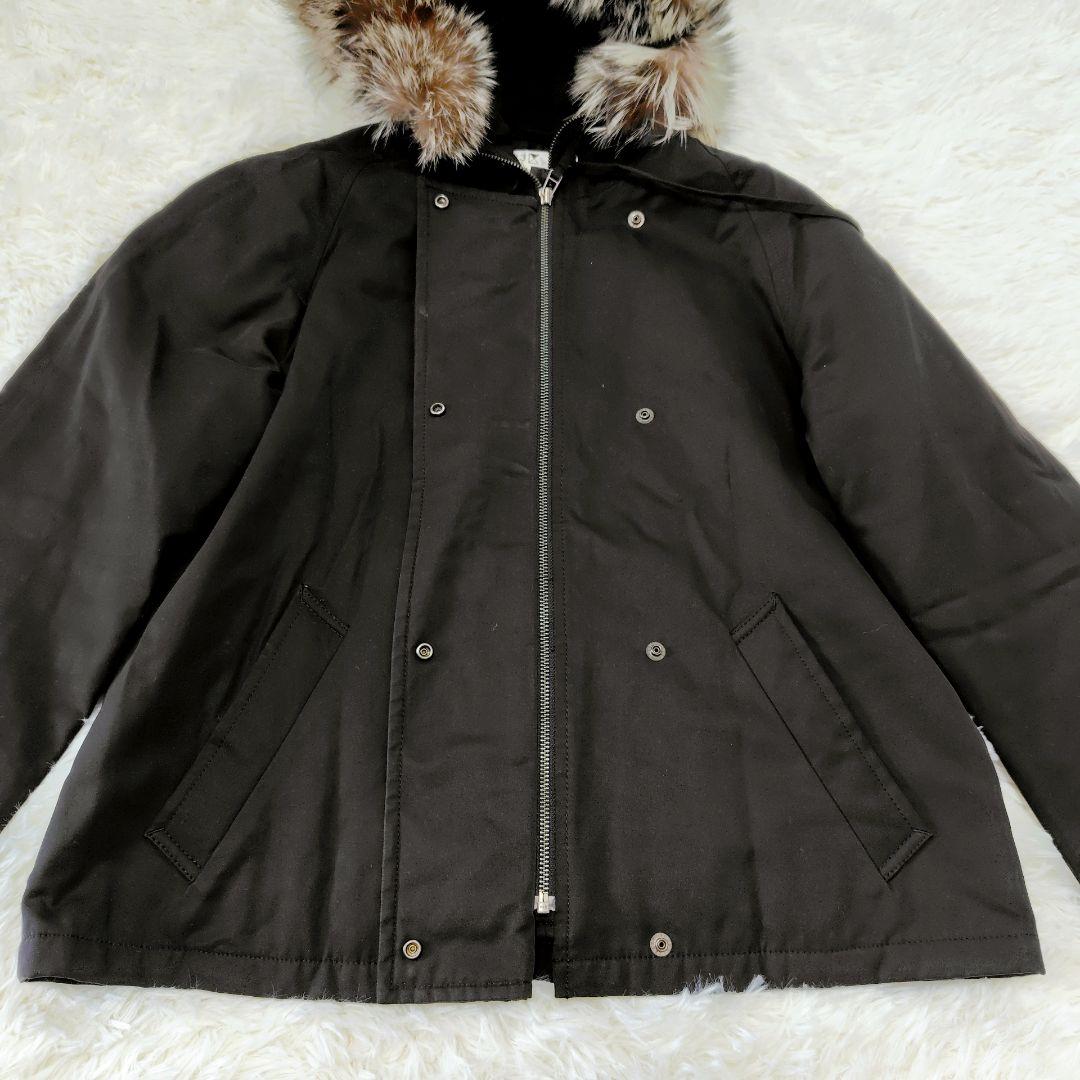 【大きいサイズ】23区　モッズコート　黒　フォックスファー　48