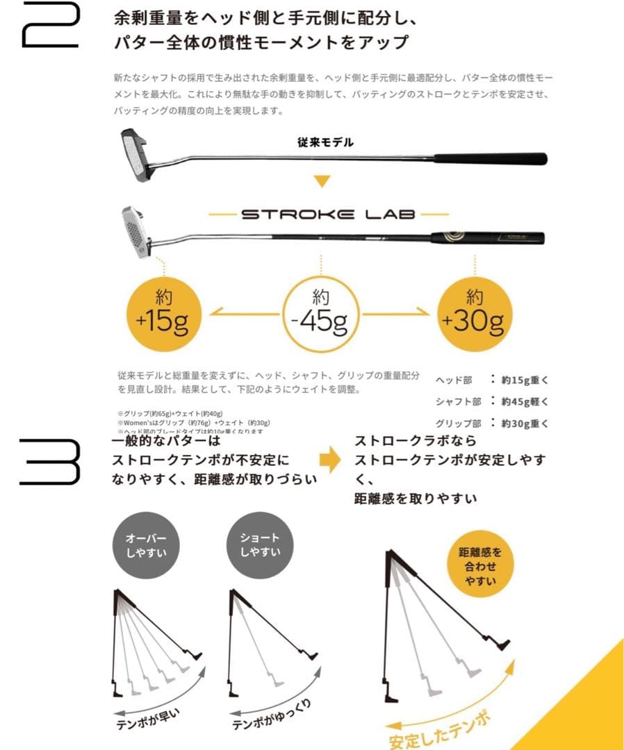×3 オデッセイ ストロークラボ レッド ベントネック34インチ用