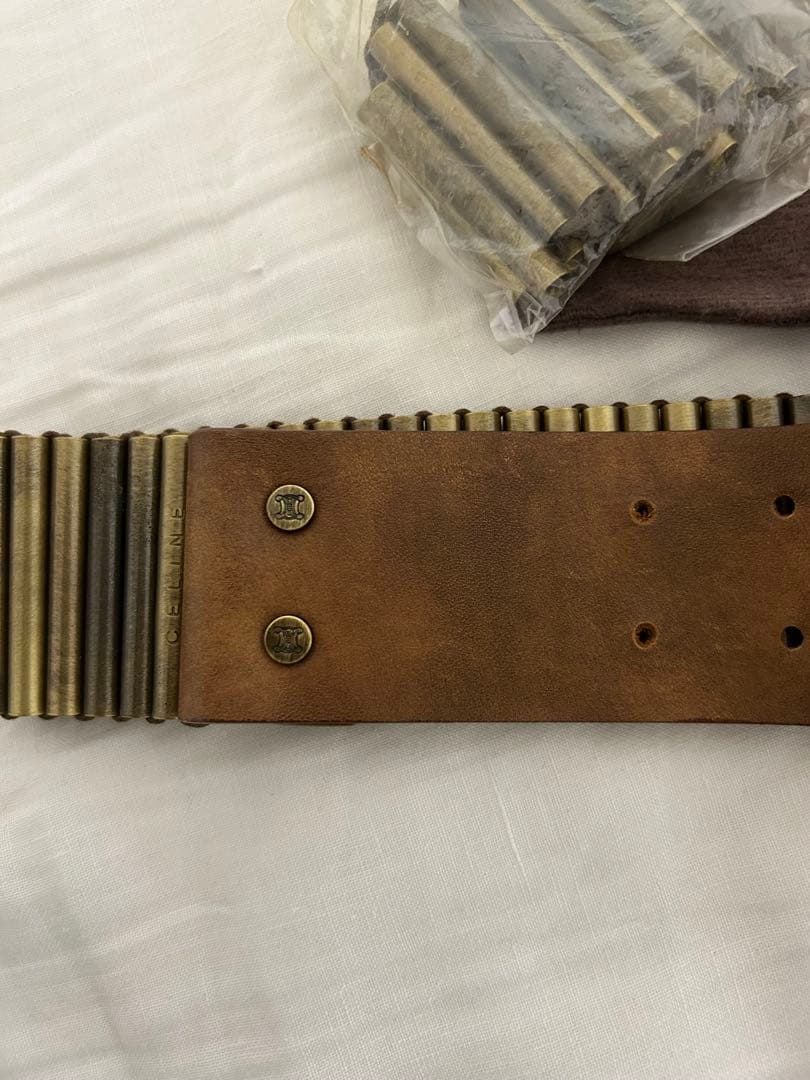 CELINE 金属製ストライプデザインベルト