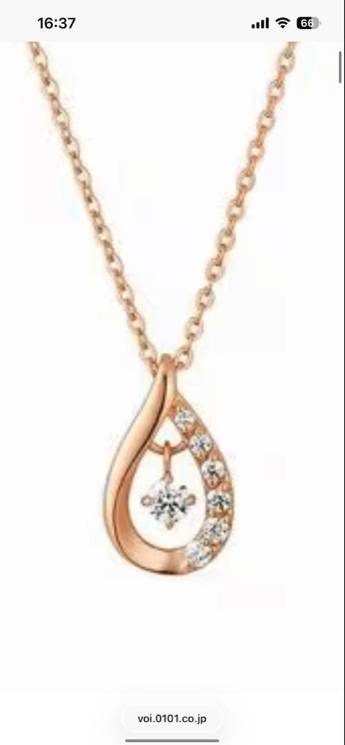 Canal 4°C K10ピンクゴールド しずくモチーフ ネックレス
