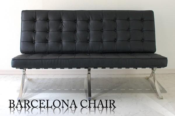 [こいちゃん]新品未使用　バルセロナチェアたのめる便ブラック　二人掛ソファ