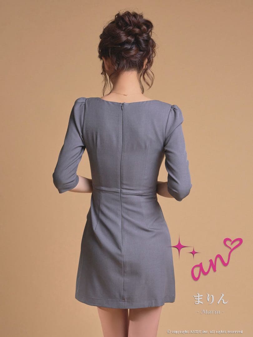 AOC-3986 an グレー 袖付き プリーツ スクエア Mサイズ 新品未使用