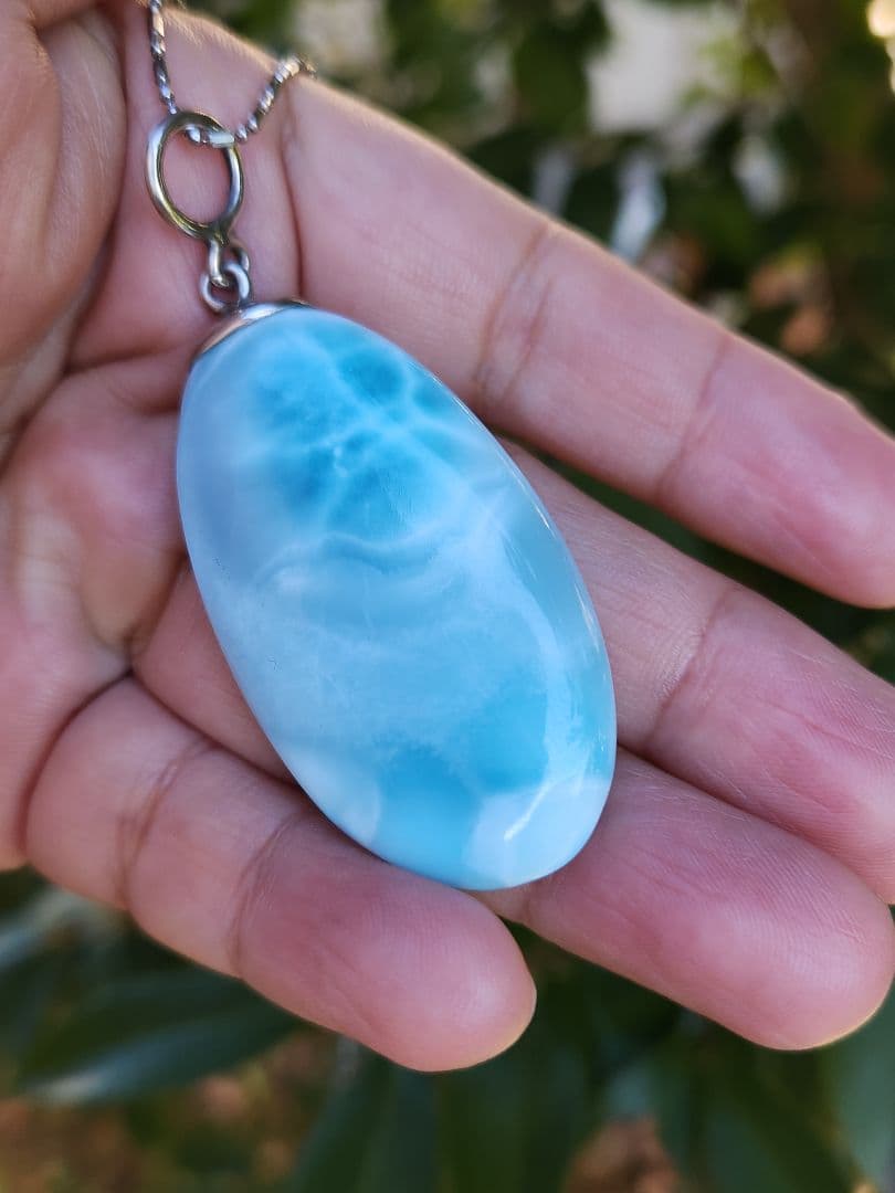 本日限定価格 美麗 ラリマー オーバル ペンダント