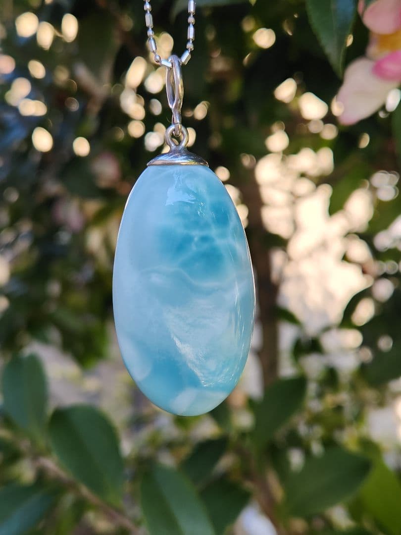 本日限定価格 美麗 ラリマー オーバル ペンダント