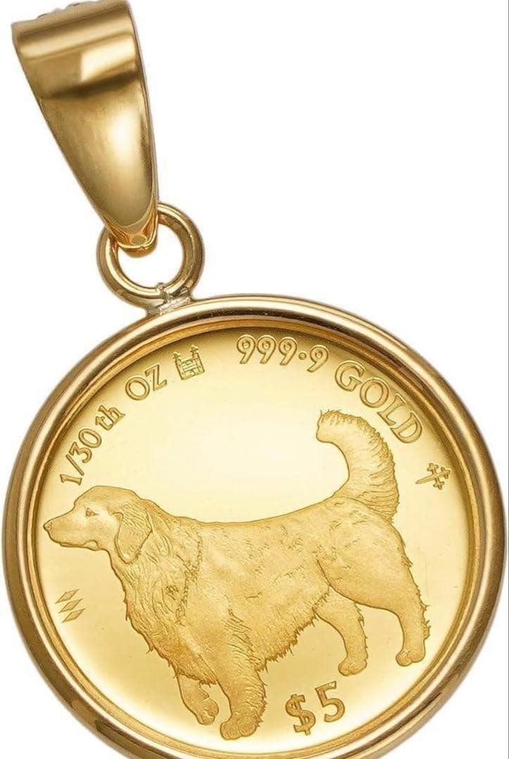 24金と18金コンビ ゴールデンレトリバー ペンダントトップ 新品