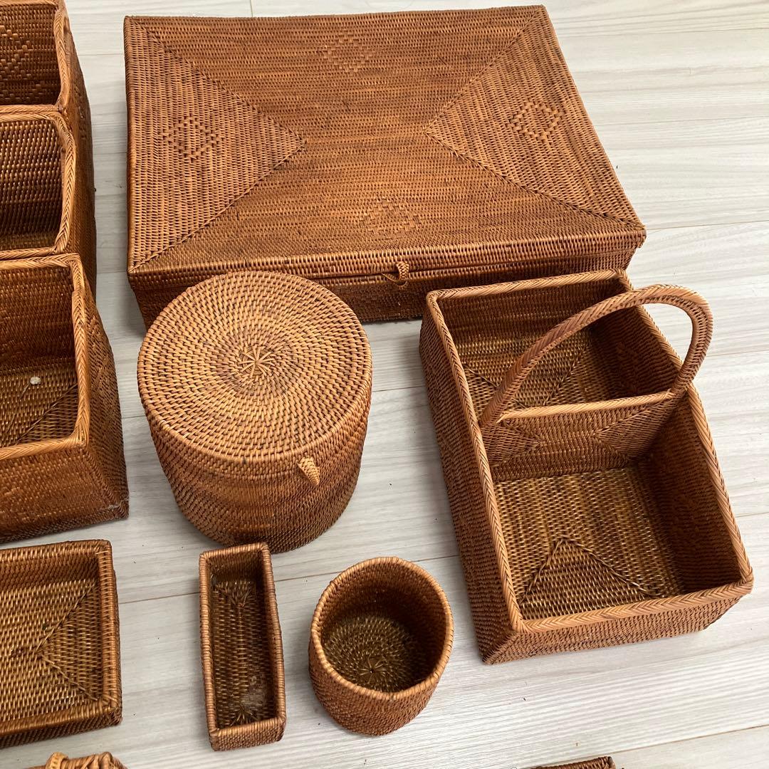 天然素材 バリ島アタ製品　バスケット　カゴ　ランチョンマット他　全25点セット