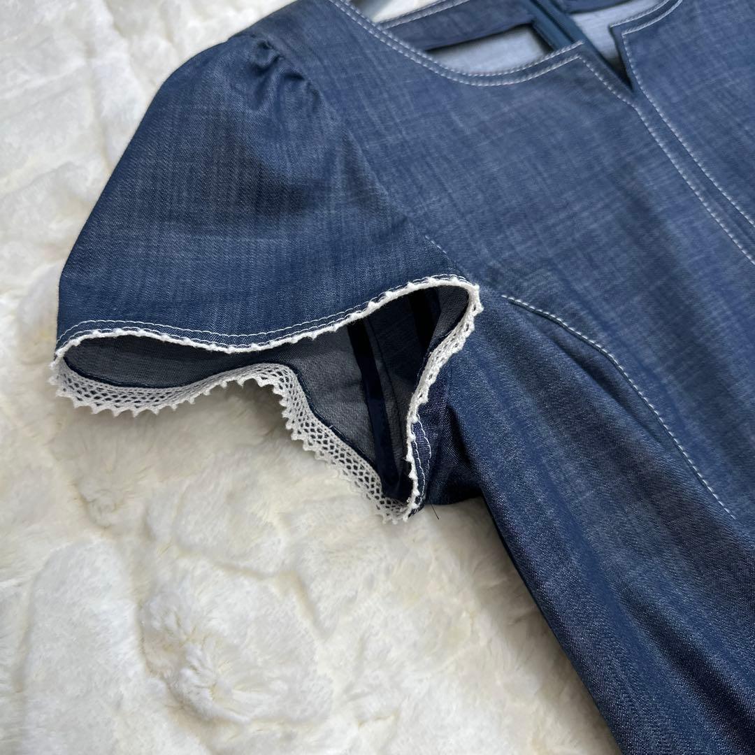 エムズグレイシー リボン 半袖 デニム ワンピース サイズ40