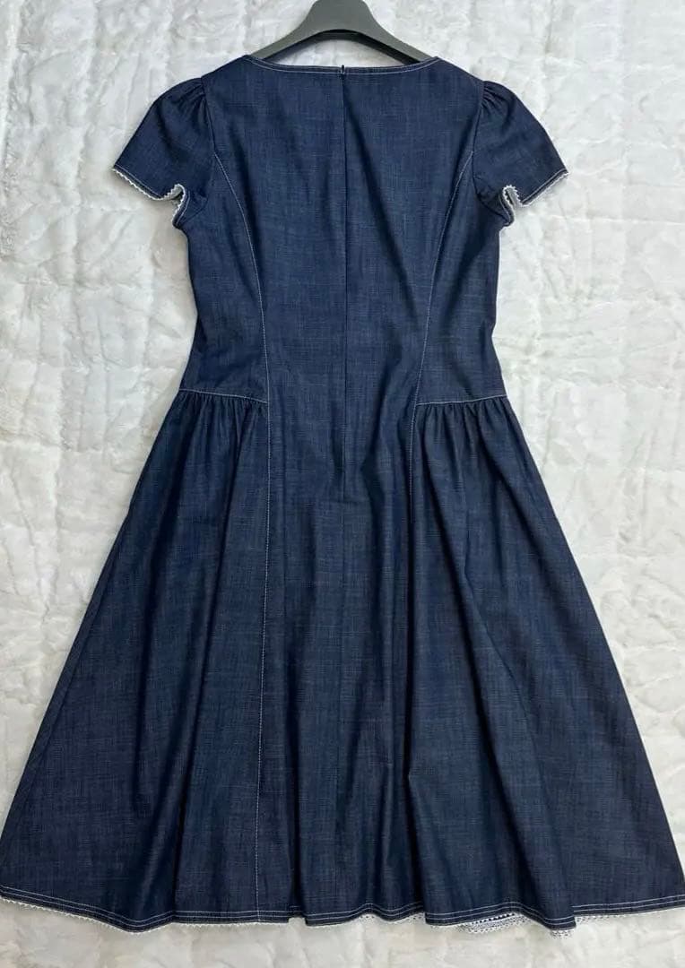 エムズグレイシー リボン 半袖 デニム ワンピース サイズ40