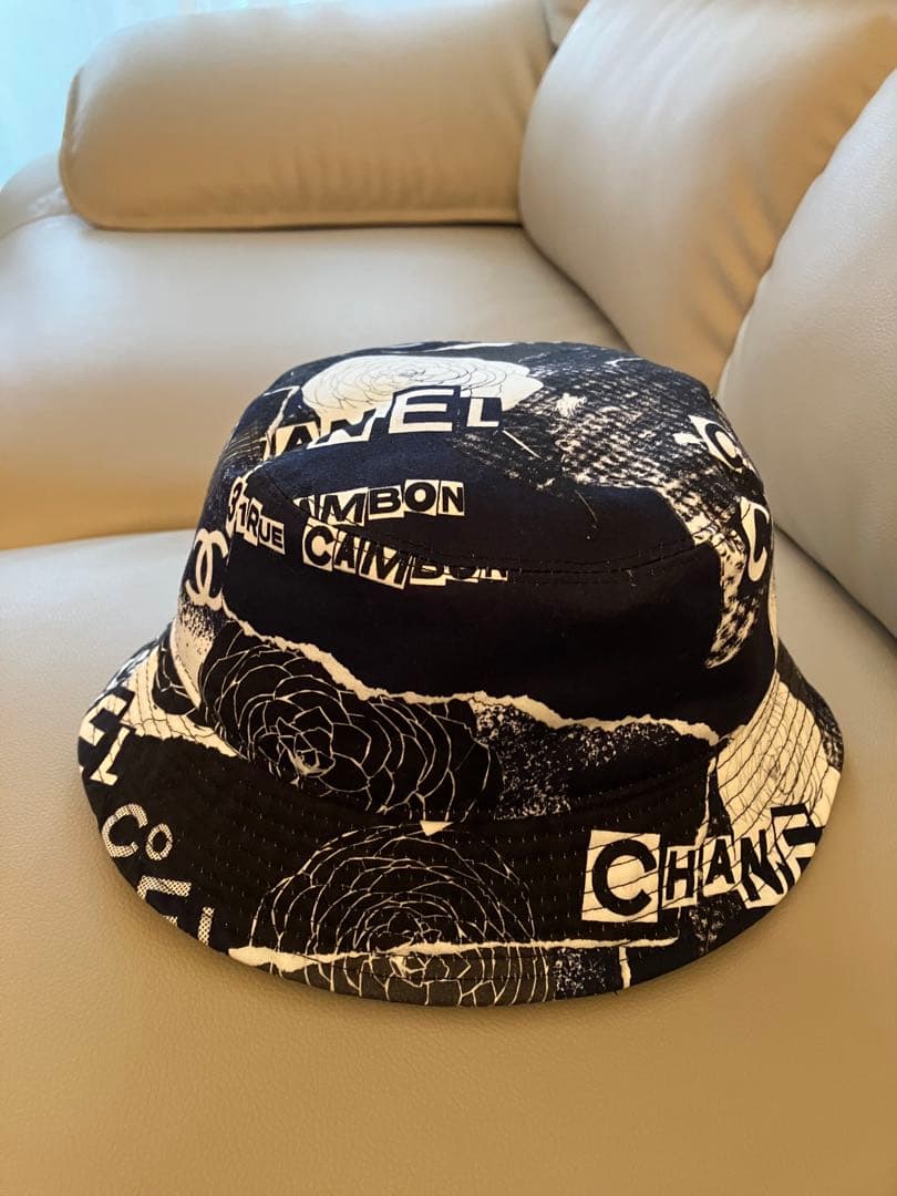 CHANEL シャネル バケットハット ブラック ホワイト カメリア 美品♡