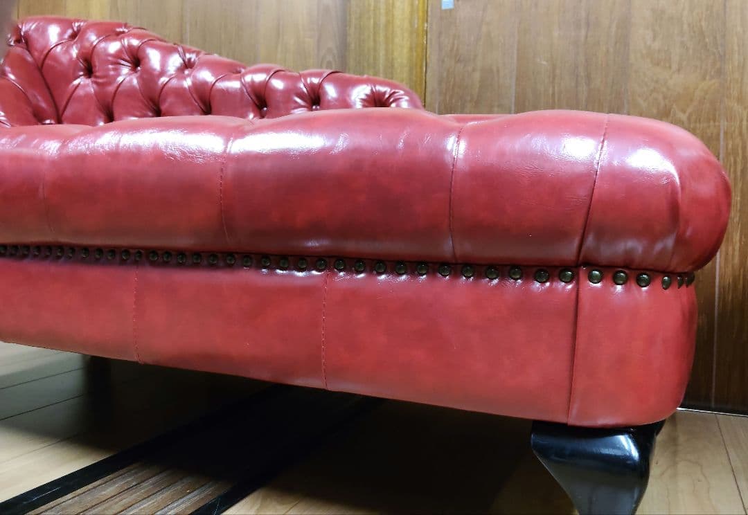 【美品】VINCENT ヴィンセント カウチソファ チェスターフィールド 赤