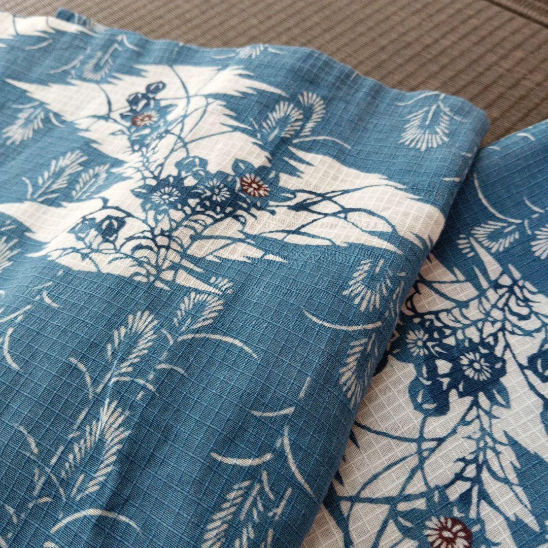 p*ん様 竺仙？　綿紅梅　紅梅小紋　ススキにキキョウ　秋草柄