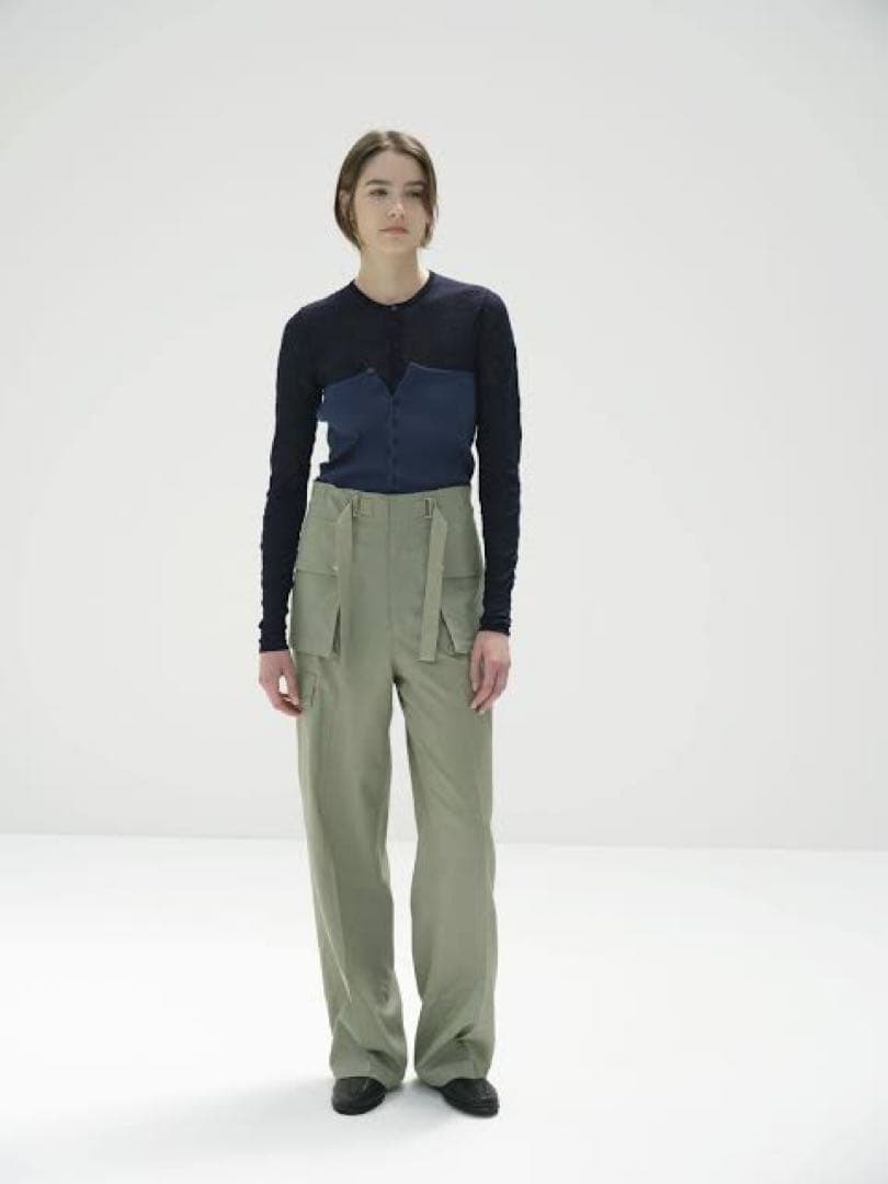 【AURALEE】 ヘリンボーンカーゴパンツ ブラック サイズ0