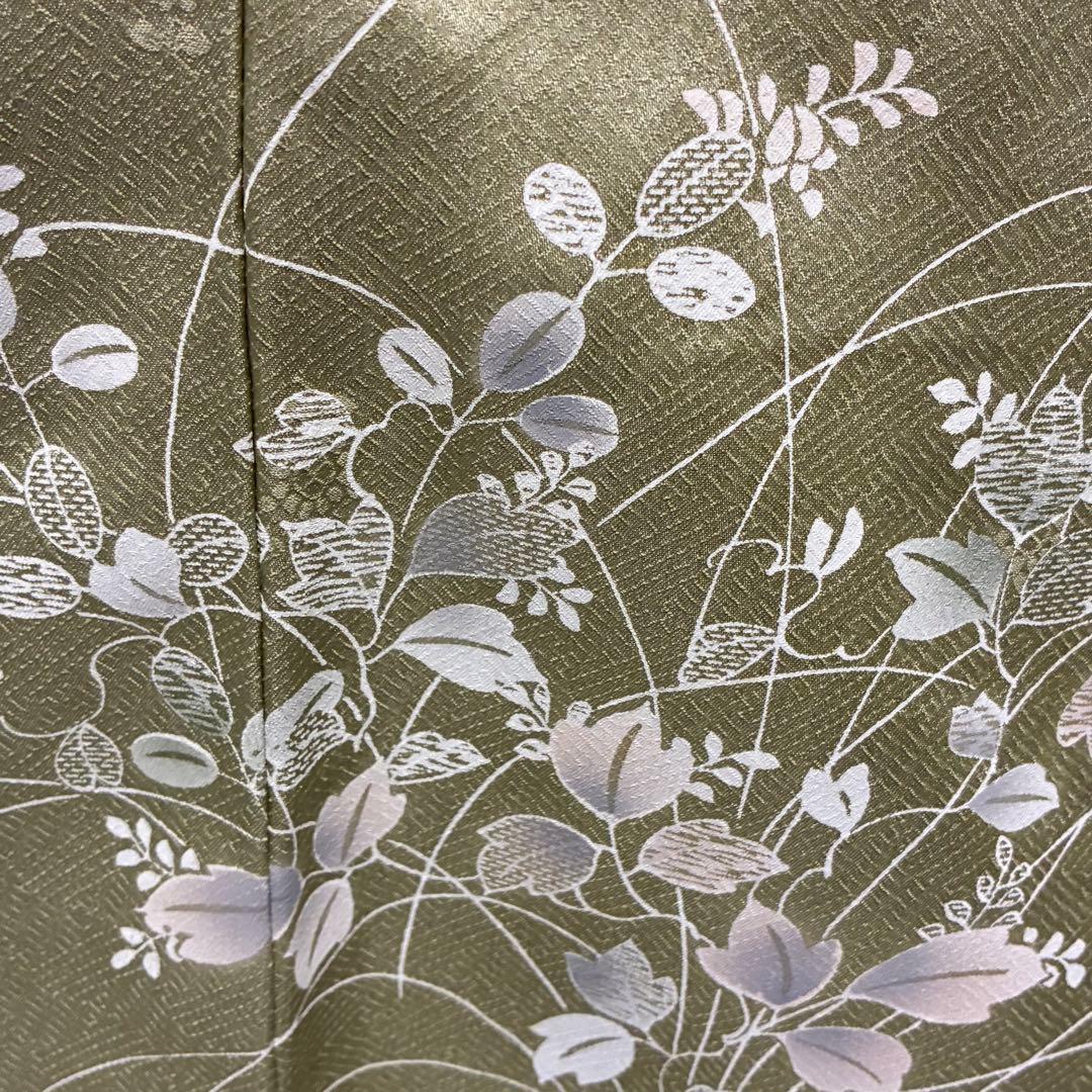 D102 訪問着 萩 花刺繍 正絹 着物 袷 しつけ糸付き未使用極美品