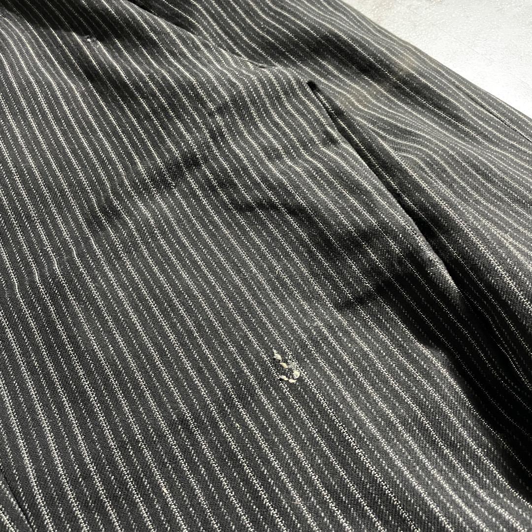 40s フレンチワーク ストライプ ブラック ワークパンツ