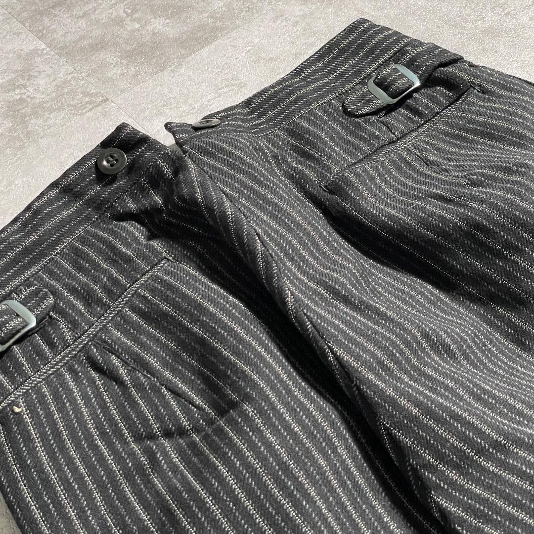 40s フレンチワーク ストライプ ブラック ワークパンツ