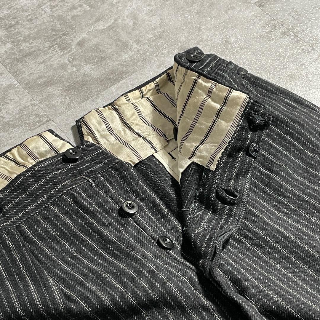 40s フレンチワーク ストライプ ブラック ワークパンツ