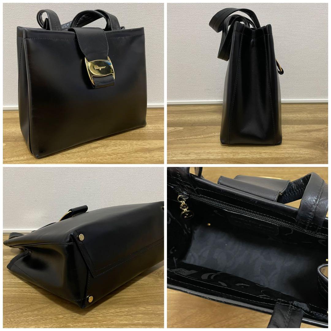 《美品》Ferragamo（フェラガモ）レザー ハンドバッグ ブラック 黒