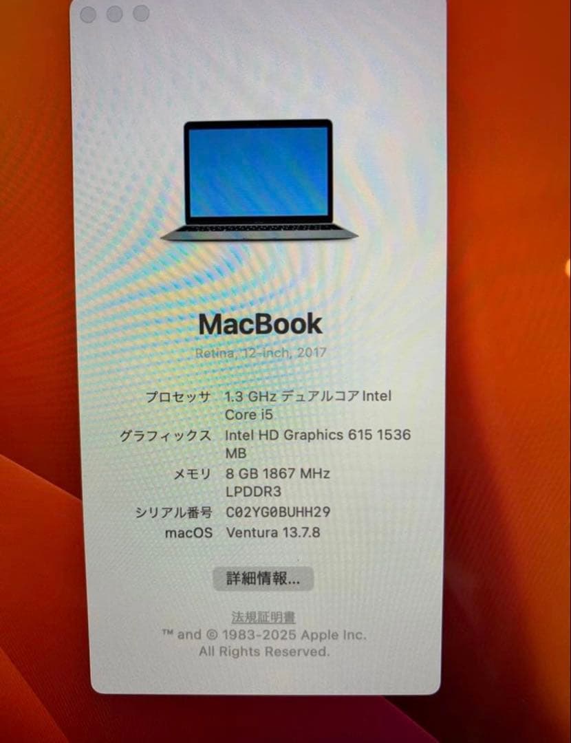 Apple MacBook 12インチ　2017年　Core i5 8GB
