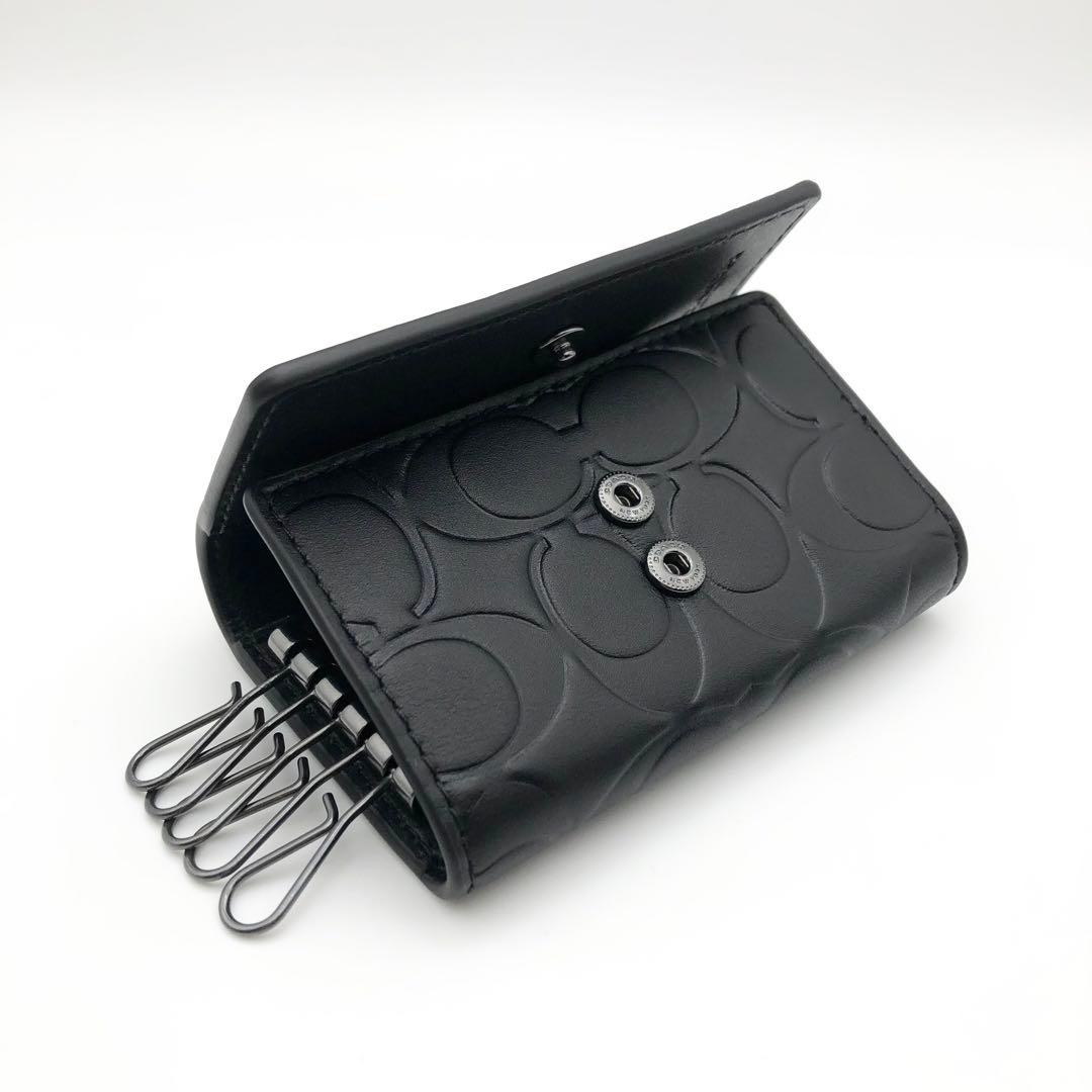 COACH 大人気！！ 5リングキーケース シグネチャー レザー ブラック 新品