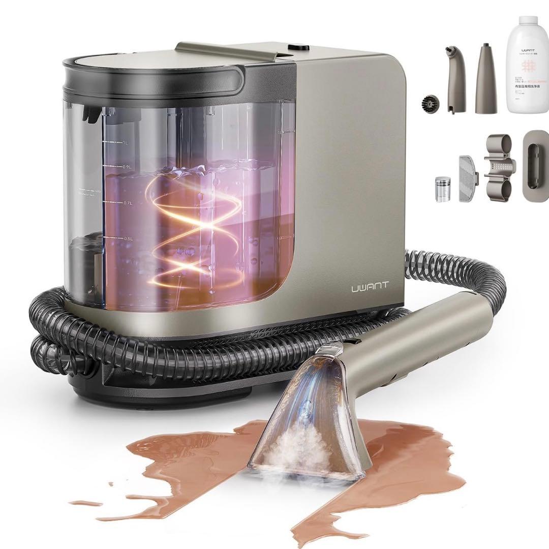 ❤️新品❤️スチームクリーナー 超強吸引力 60℃加熱 5種ブラシ 専用洗浄液付き