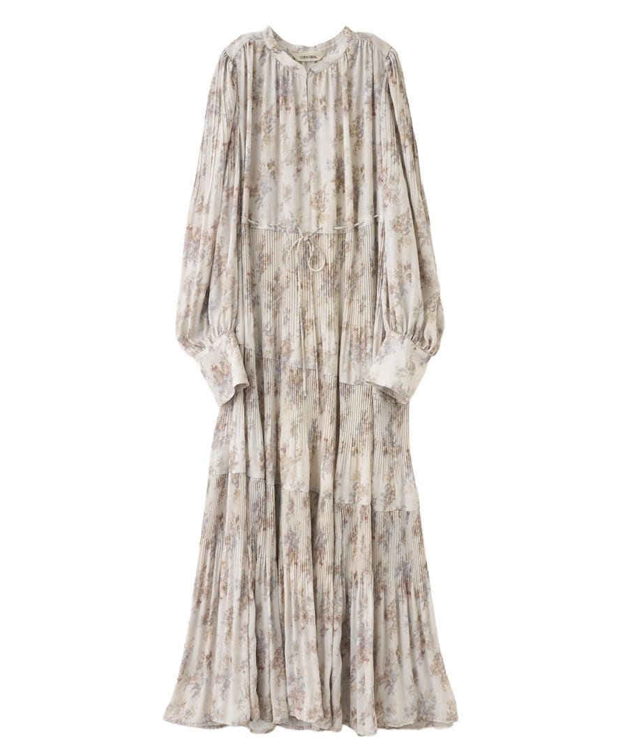 COCODEAL フラワープリントプリーツティアードワンピース