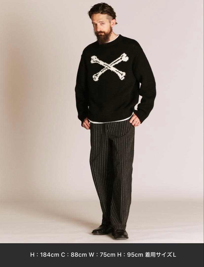 Schott CROSS BONE KNIT ブラック L
