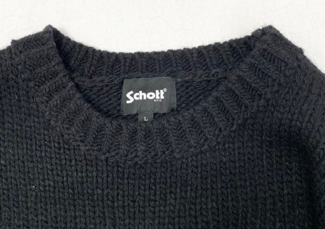 Schott CROSS BONE KNIT ブラック L