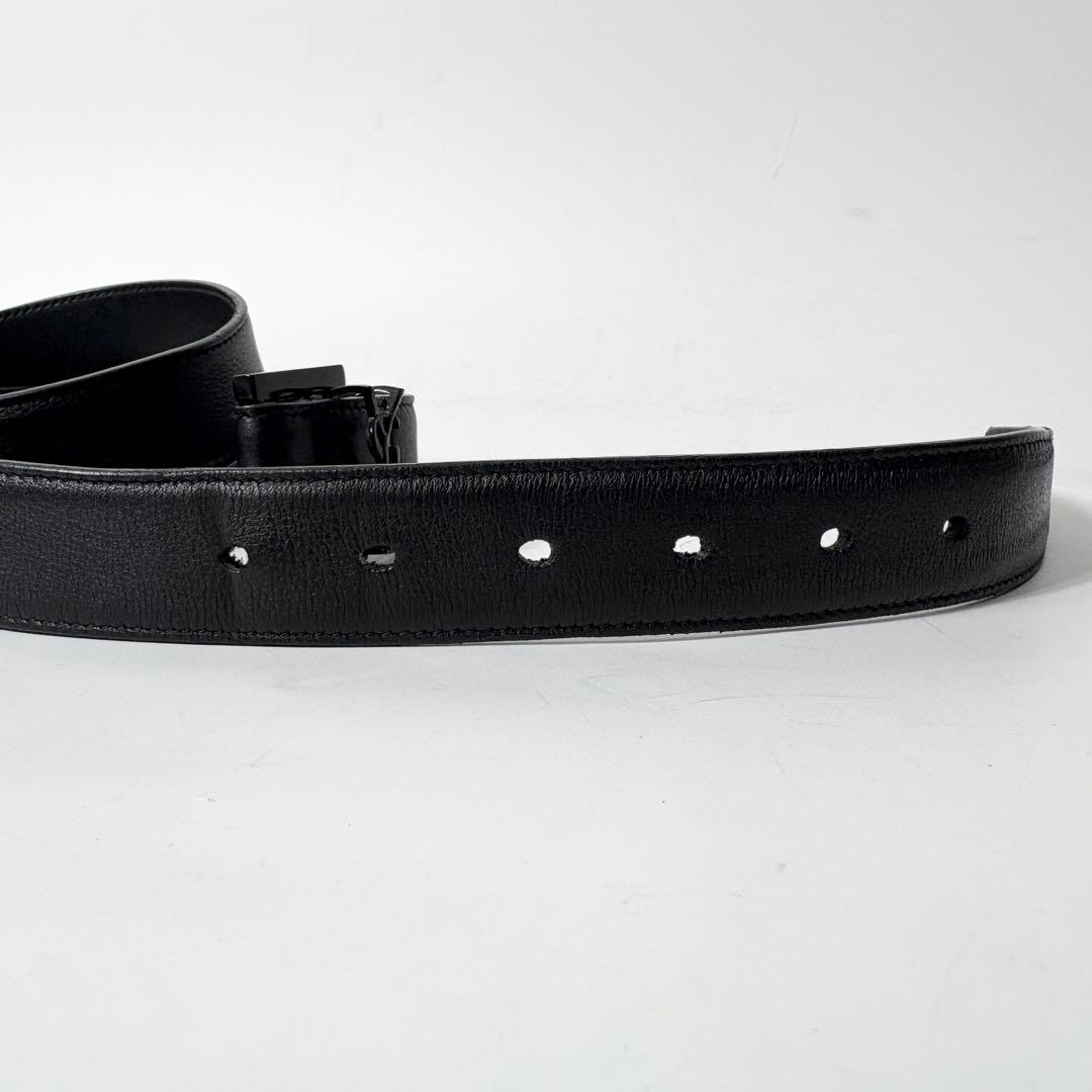 サンローラン　 ベルト カサンドラロゴ YSL フルグレインレザー ブラック.