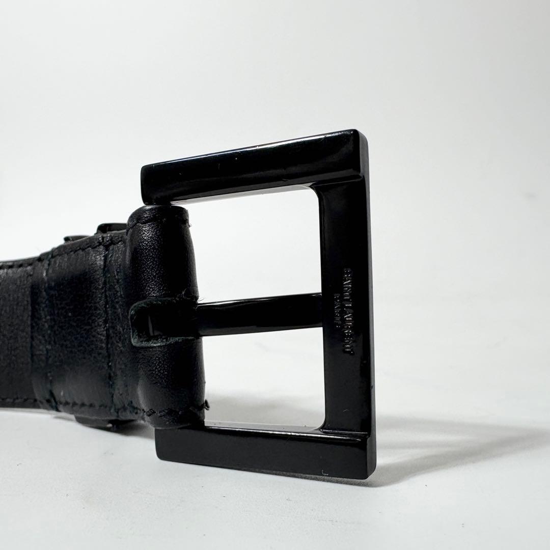 サンローラン　 ベルト カサンドラロゴ YSL フルグレインレザー ブラック.