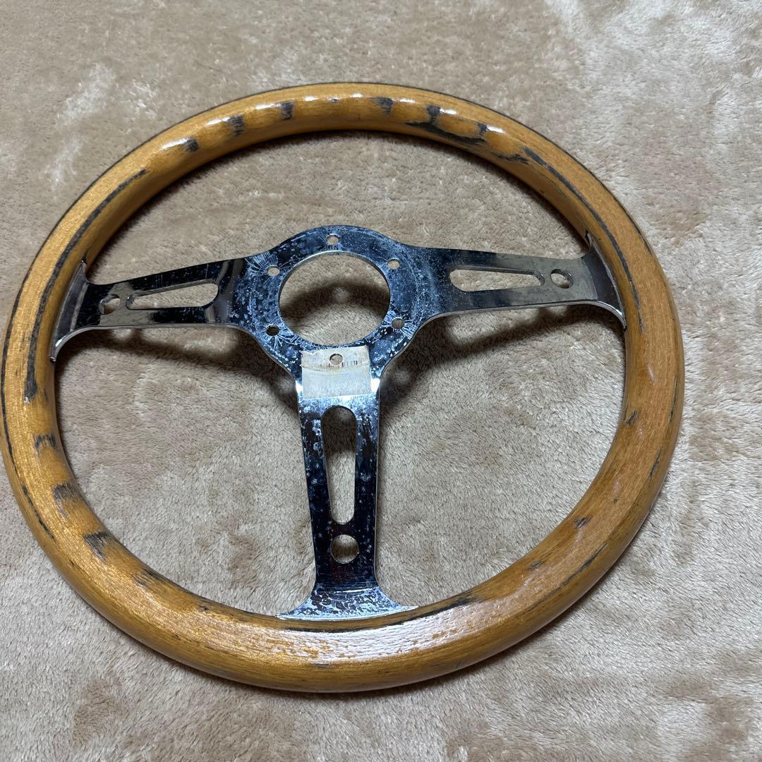 ウッドステアリング 3スポーク 35cm ヴィンテージ