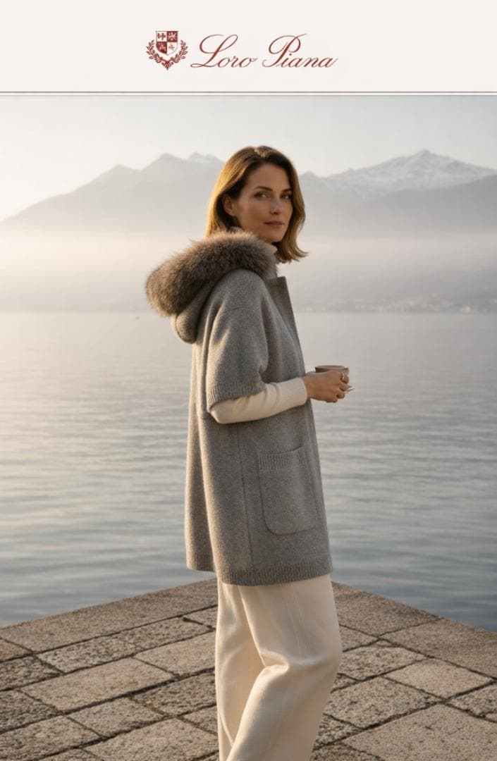 未使用★LOROPIANA★カシミヤ★ボリューム★ファー★フーディコート