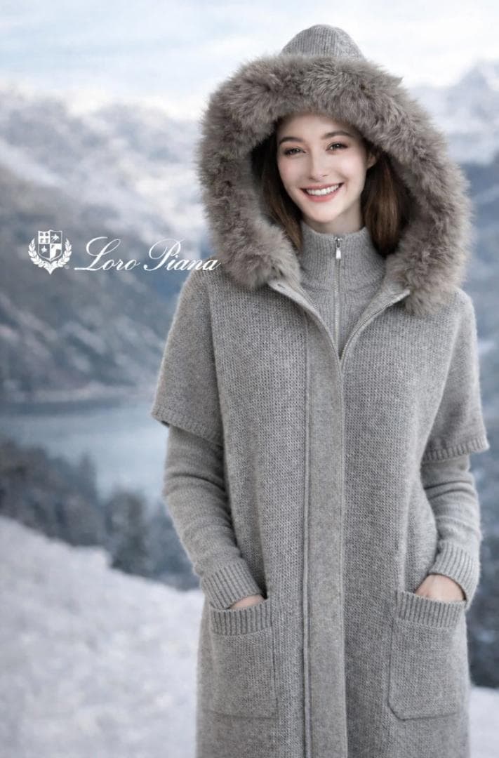 未使用★LOROPIANA★カシミヤ★ボリューム★ファー★フーディコート