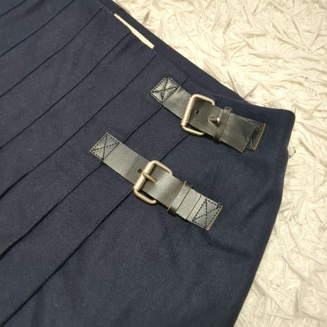 【美品】セリーヌ　近年モデル　カシミヤ混　ベルト　フリル　スカート　フランス製