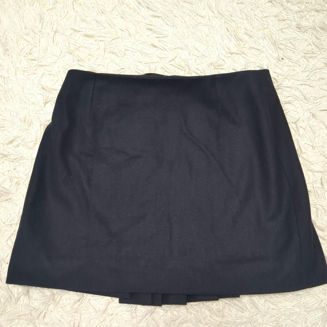 【美品】セリーヌ　近年モデル　カシミヤ混　ベルト　フリル　スカート　フランス製