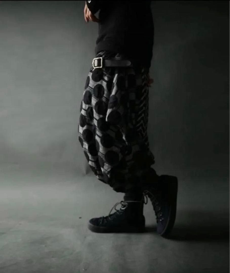 アンティカantiqua☆ドット柄切り替えサルエルパンツ☆変形 アシメントリー