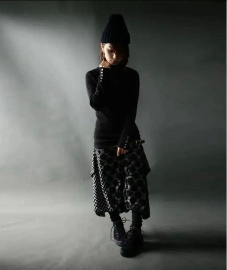 アンティカantiqua☆ドット柄切り替えサルエルパンツ☆変形 アシメントリー