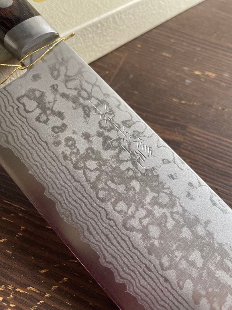 増谷刃物 訓平作 菜切VG10ステンレス積層（彩流）口金有スコッチ アウトレット