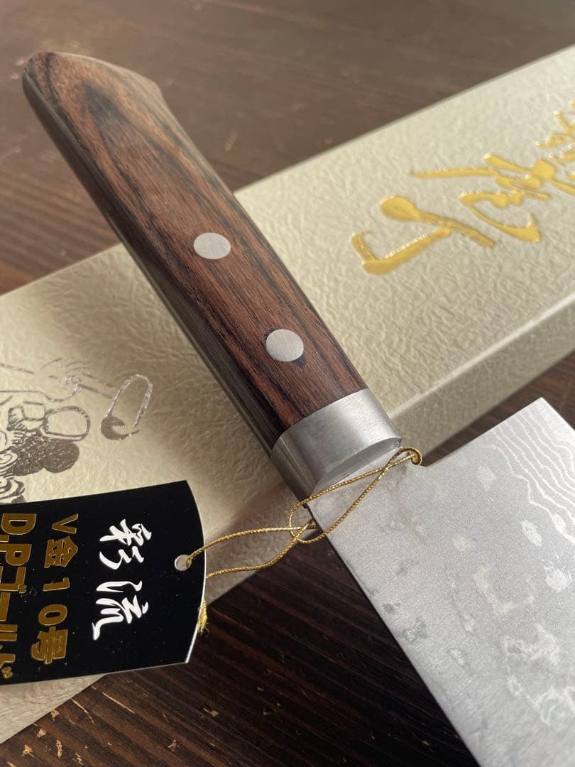 増谷刃物 訓平作 菜切VG10ステンレス積層（彩流）口金有スコッチ アウトレット