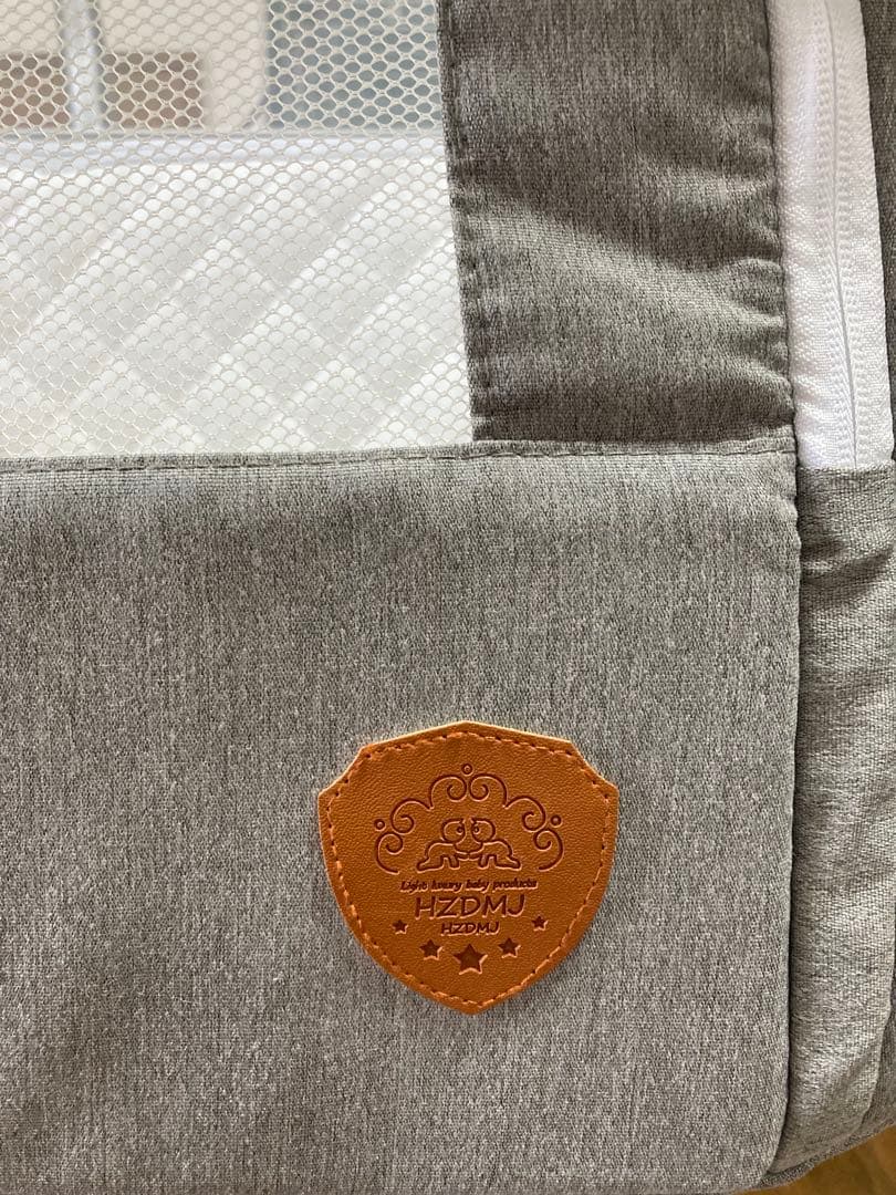 HZDMJ ベビーベッド グレー 蚊帳付き