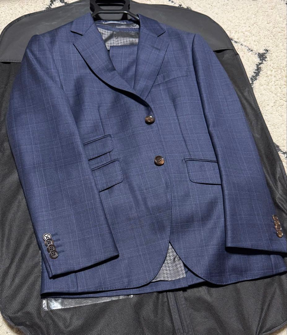 グローバルスタイル　REDA SilkyEffect ネイビーチェック スーツ