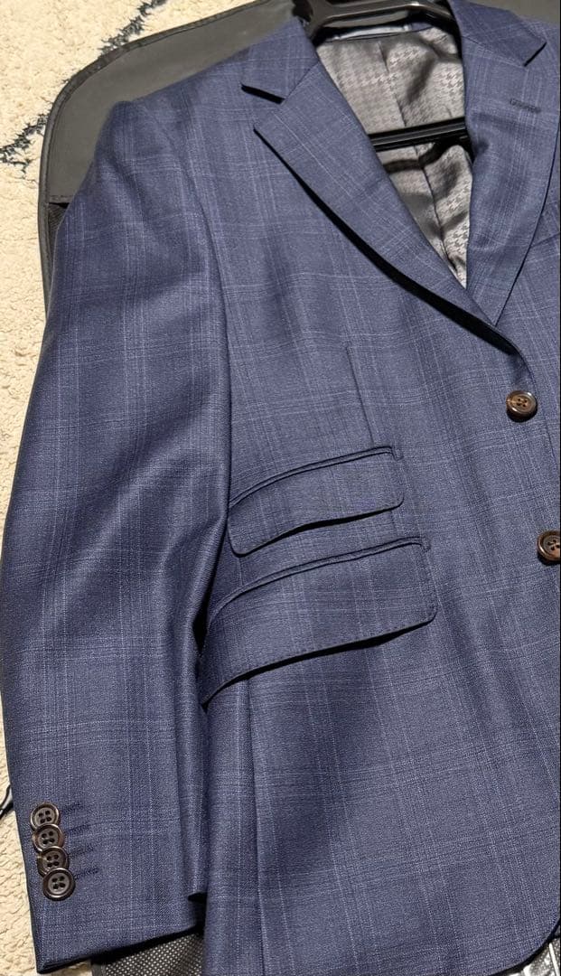 グローバルスタイル　REDA SilkyEffect ネイビーチェック スーツ