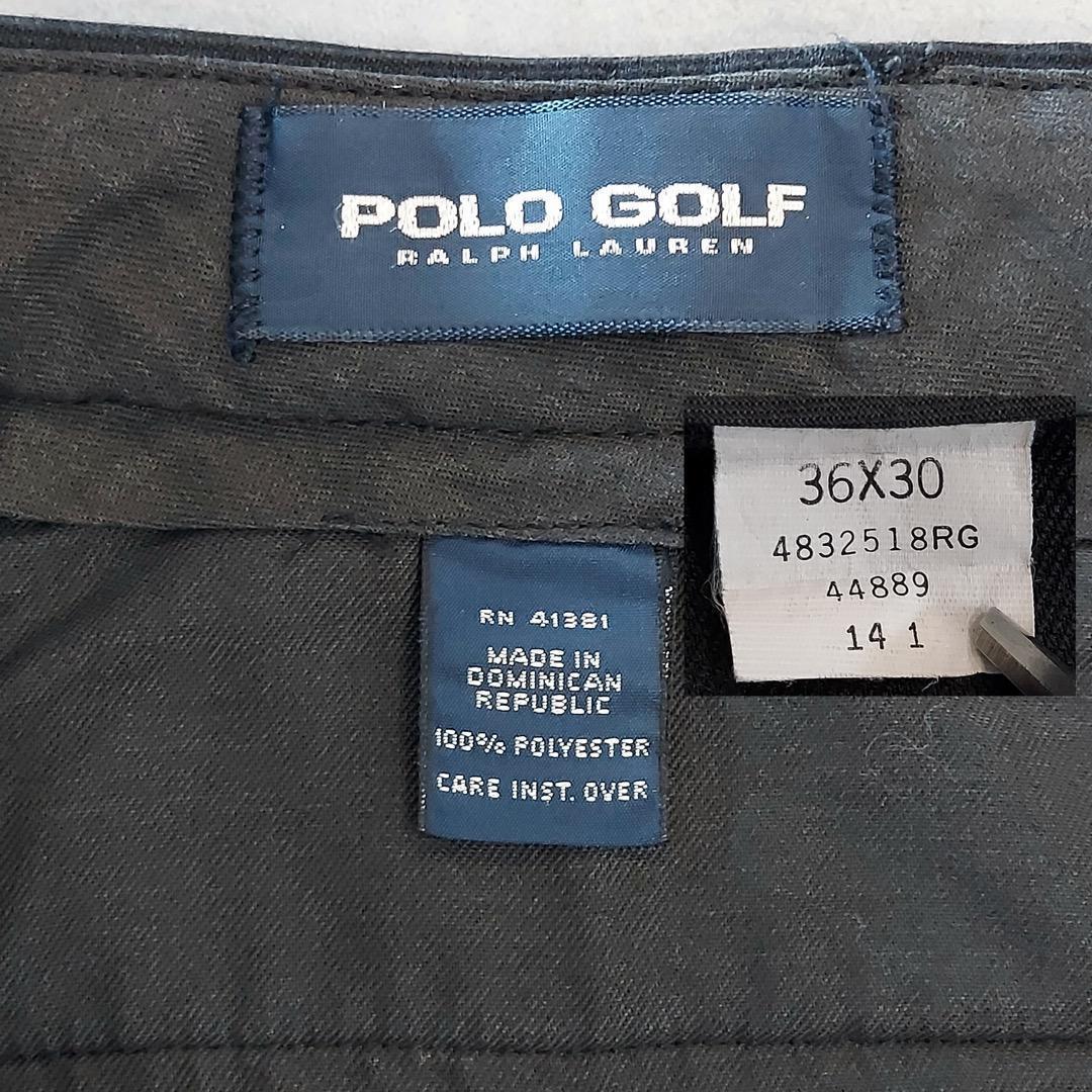 ポロ ゴルフ ラルフローレン W36 スラックス 90s 古着 黒 15541