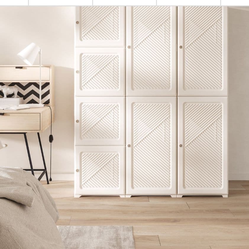 モリリン折りたたみワードローブ 白扉３列