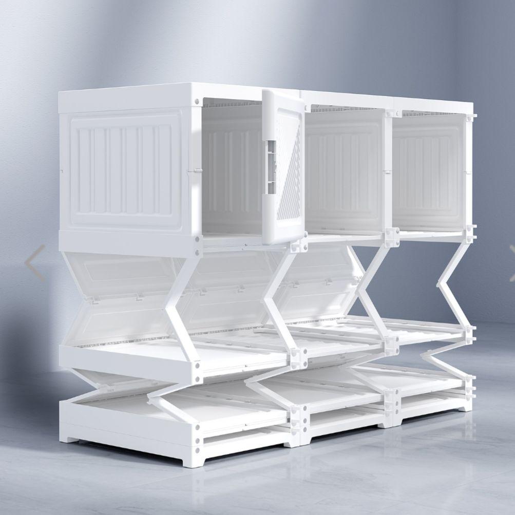 モリリン折りたたみワードローブ 白扉３列