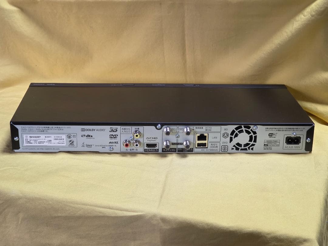 SHARP AQUOS BDレコーダー 2B-C10BW1　2019年製 整備品