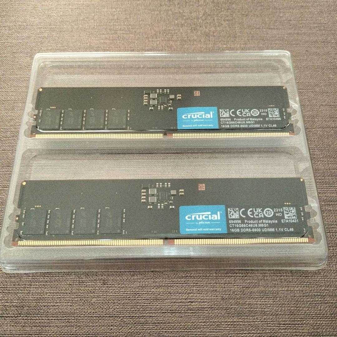 crucial 16GB DDR6-5600 UDIMM メモリ×2 32GB