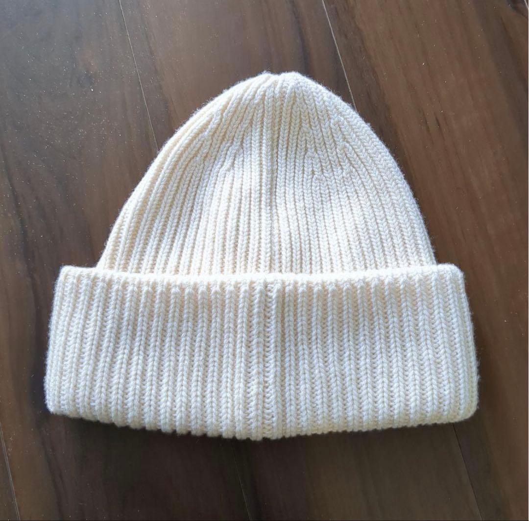 MONCLER ニット帽 ホワイト ビーニー 白 リブ