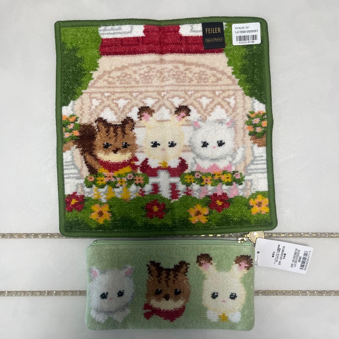 【新品 未使用】フェイラー ×シルバニアファミリー ポーチ　ハンカチセット