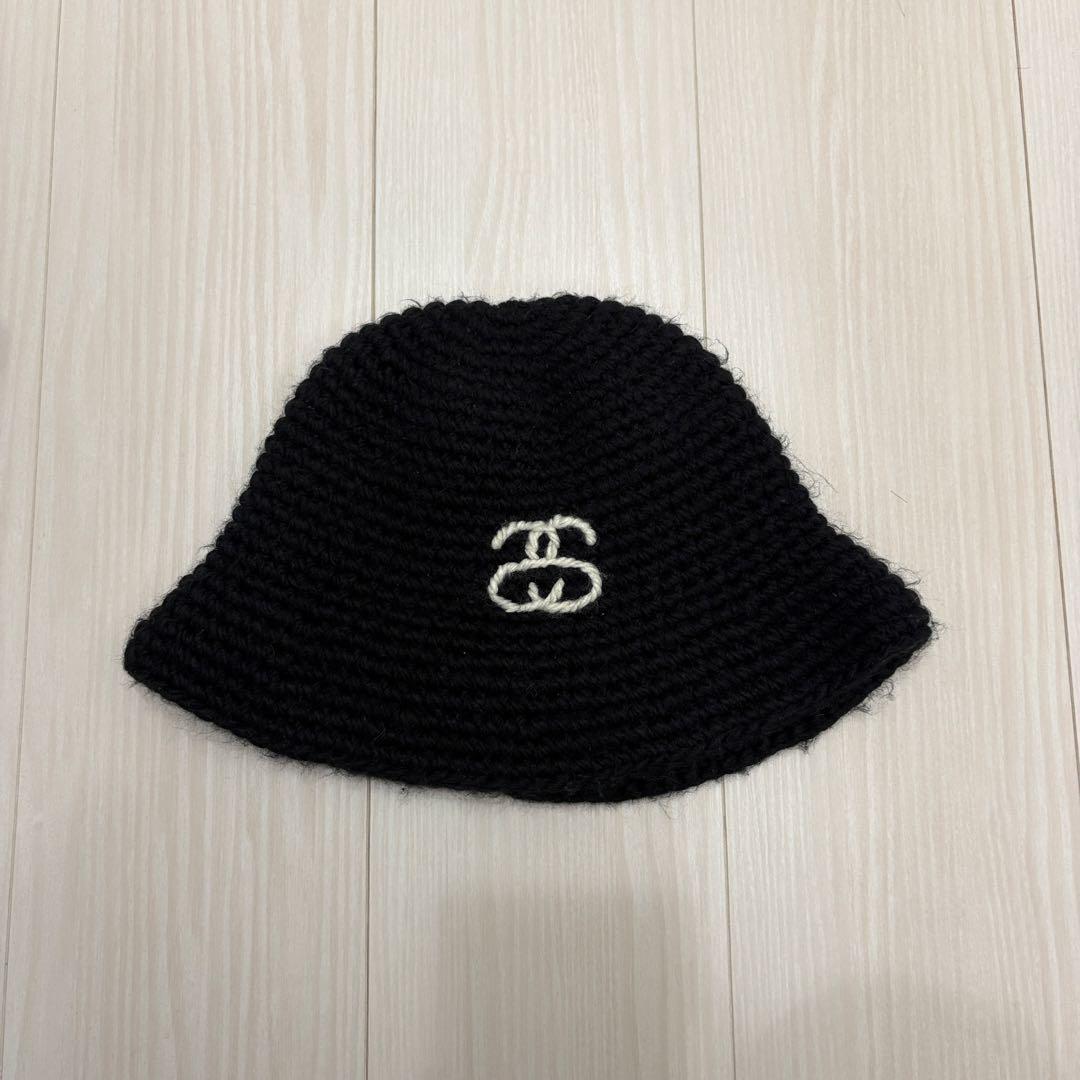 STUSSY ニットバケットハット SSリンク 黒